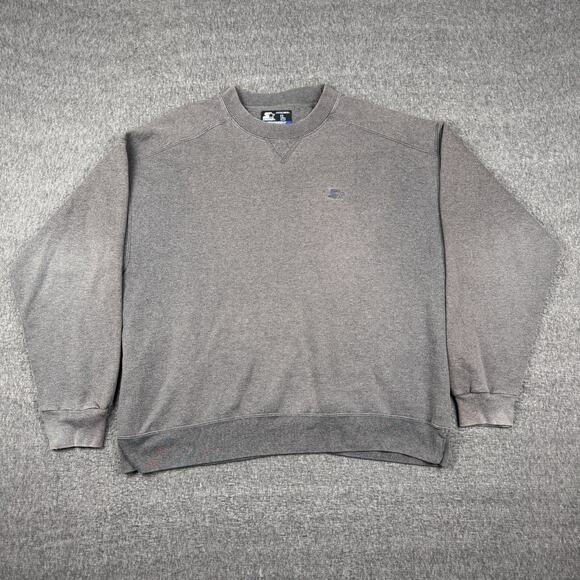 Vintage‎ Starter Crewneck Sweatshirt Mens L Gray Pullover Faded Embroidered 90s - Picture 1 of 5